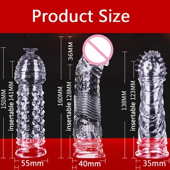 3 Types Penis Extender Sleeve Men Thicken Condoms Reusable Sex Toys For Men Delay Ejaculation Intimate Goods 2