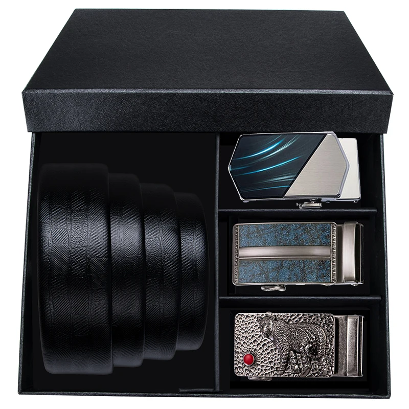 2053-0070-2064-EA Hi-Tie Модные мужские черные кожаные ремни для мужчин формальный дизайнер мужской деловой офисный костюм Автоматическая Пряжка ремни талии - Цвет: 2053-0070-2064-EA