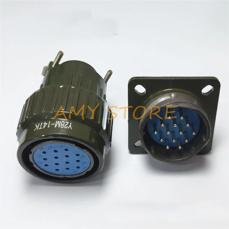 Y2M-19TK Y28M-4/7/8/10/12/14/19/24/32/37 Pins Cylindrical Circular Connector Army Green Aviation Plug Socket