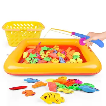 

None 50pcs Waterproof Magnetic Floating Fish Toys Fun Fishing Game Playset& Education Bath Toys Fishing Basket