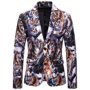 

Autumn Men Long Sleeve Leisure Suit Tiger Animal Digital Printing 3D Digital Printing Suit Xz13
