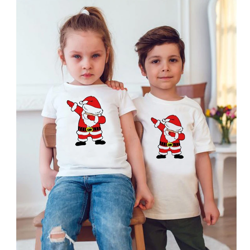 1 предмет, рождественские Семейные футболки с изображением Санта-Клауса для мальчиков и девочек, папы и мамы, одежда для рождественских праздников модная одежда для вечеринок, детские футболки