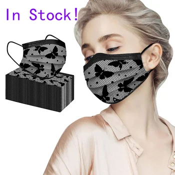 

50pc Adult Fashion Lace Disposable Face Mask Protection Three Layer Breathable Mask Cover Dustproof Mascarillas Face Mask