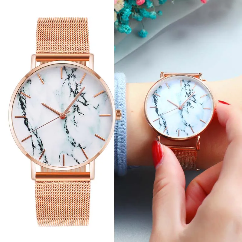 

Fashion Luxury Creative Marble Women Watches Mash Ladies Bracelet Watch Quartz Wristwatches Casual Female Clock Relogio Feminino