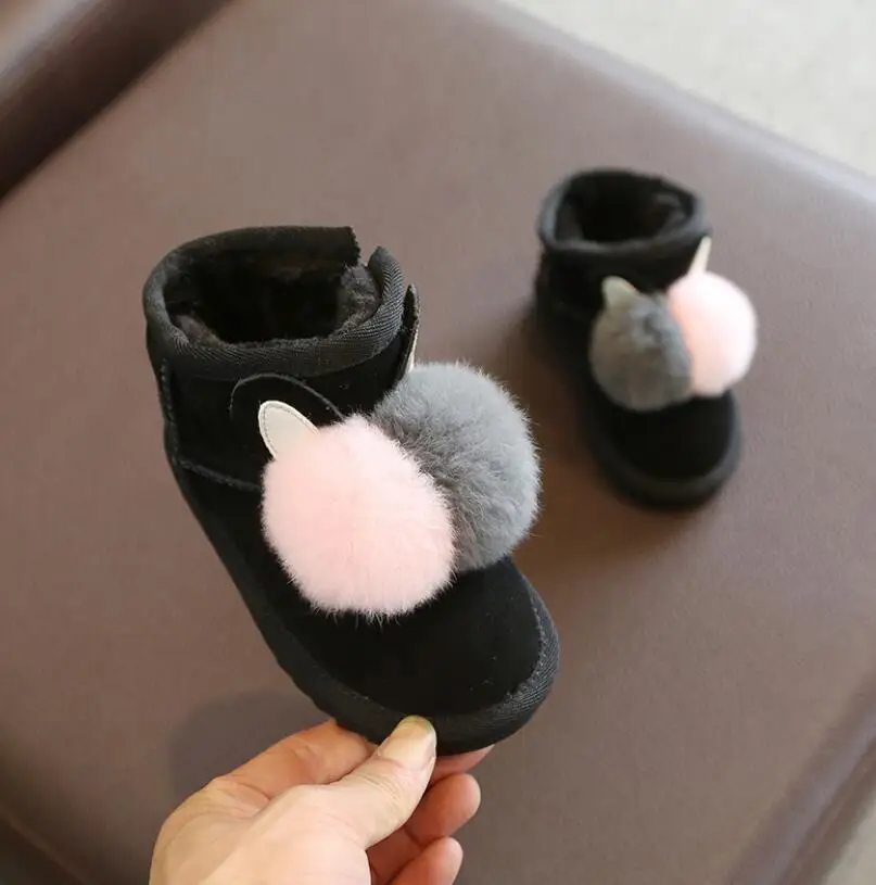 Г., зимние детские меховые модные зимние Ботинки Толстая детская обувь из натуральной кожи теплые плюшевые мягкие ботинки для девочек зимние лыжные ботинки для малышей