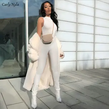 

Carly Nyla 2020 new jumpsuit women elastic hight casual fitness sporty rompers sleeveless zipper activewear skinny summer outfit