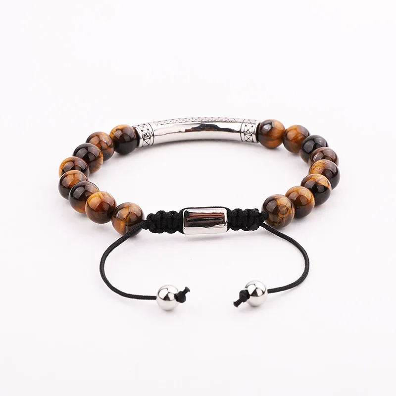 New Men Bracelet Natural Stone Beads Stainless Steel Tube Friendship Macrame Bracelet Men Jewelry Gift - Image 4