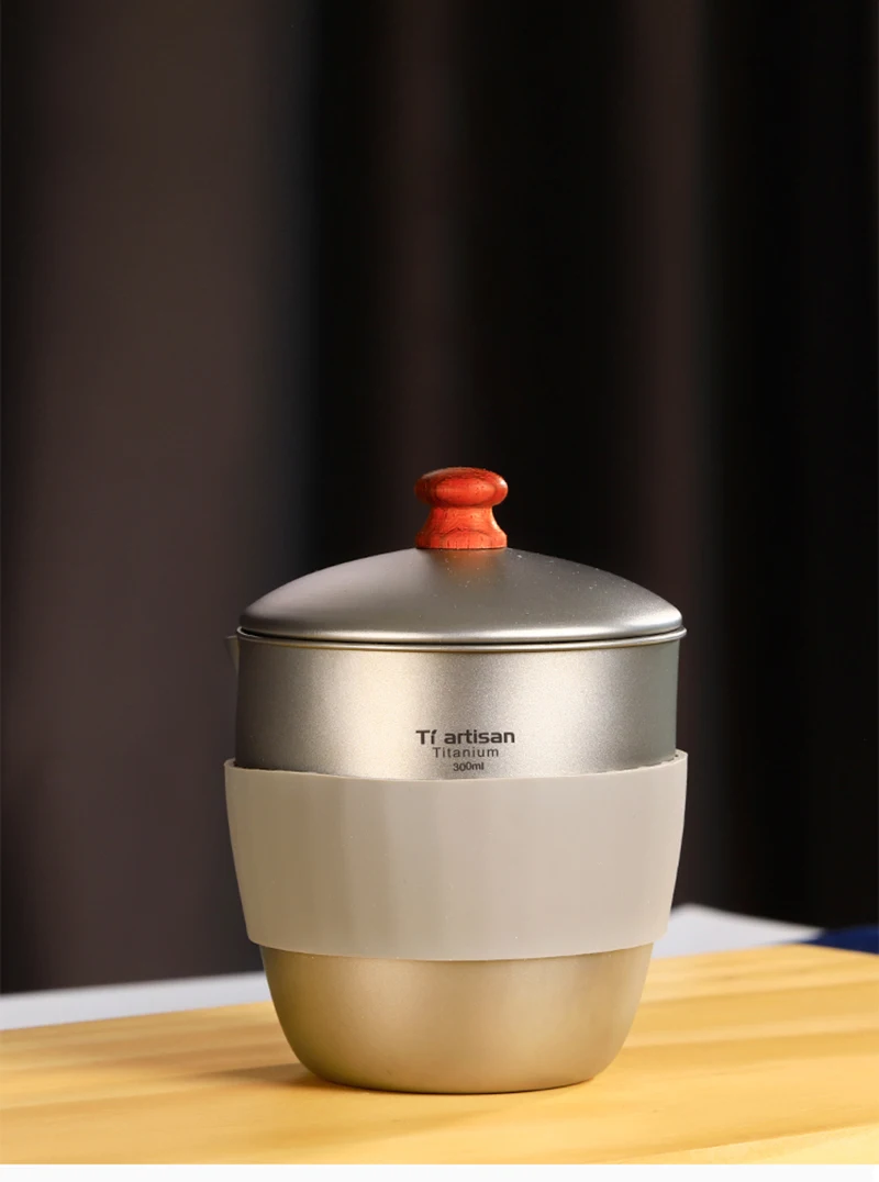 Conjuntos de Chá Viagem em Casa Recipiente com Chá Titânio Pote Portátil Escritório Copos Cerâmica Chá Café Infusor Filtro um 12 Titânio um pote conjuntos de chá portátil