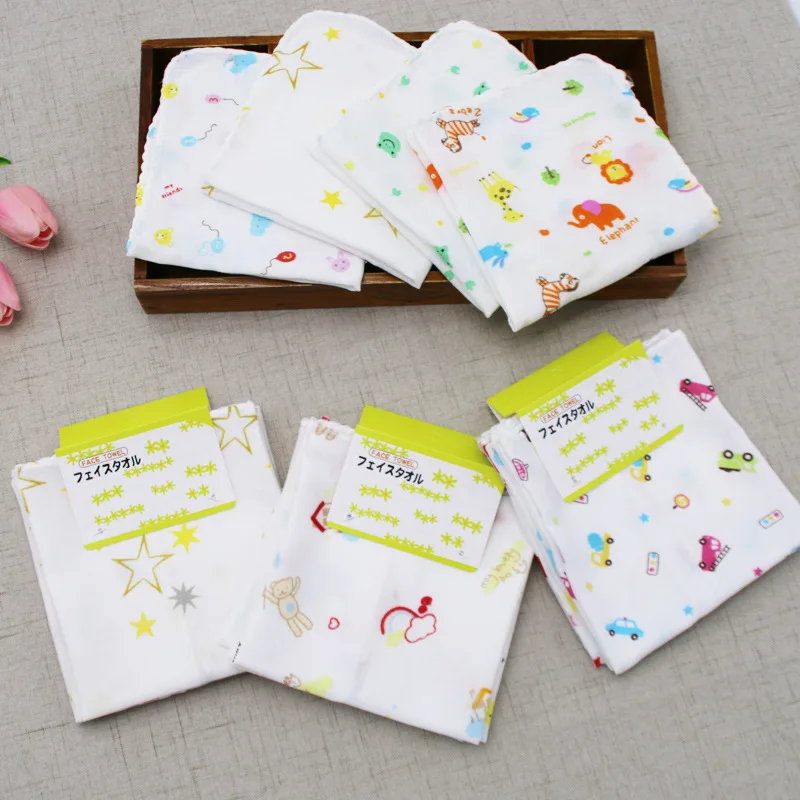 

[Four Packaged in the Shape of Bars] Double Layer Pure Cotton High Density Crimping Gauze Kerchief Baby Infant Child Kindergarte