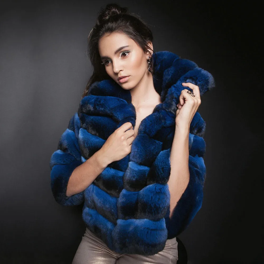 TOPFUR Natural Real Rex Rabbit Fur Coat Women Winter Luxury Fur Collar Jacket 2020 Thick Warm Fashion Chinchilla Fur Female