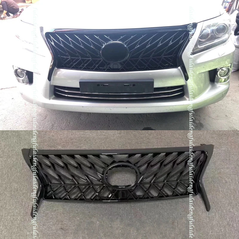 Для LEXUS LX570 2012 2014 ABS Хромированная черная рамка передний верхний бампер сетка