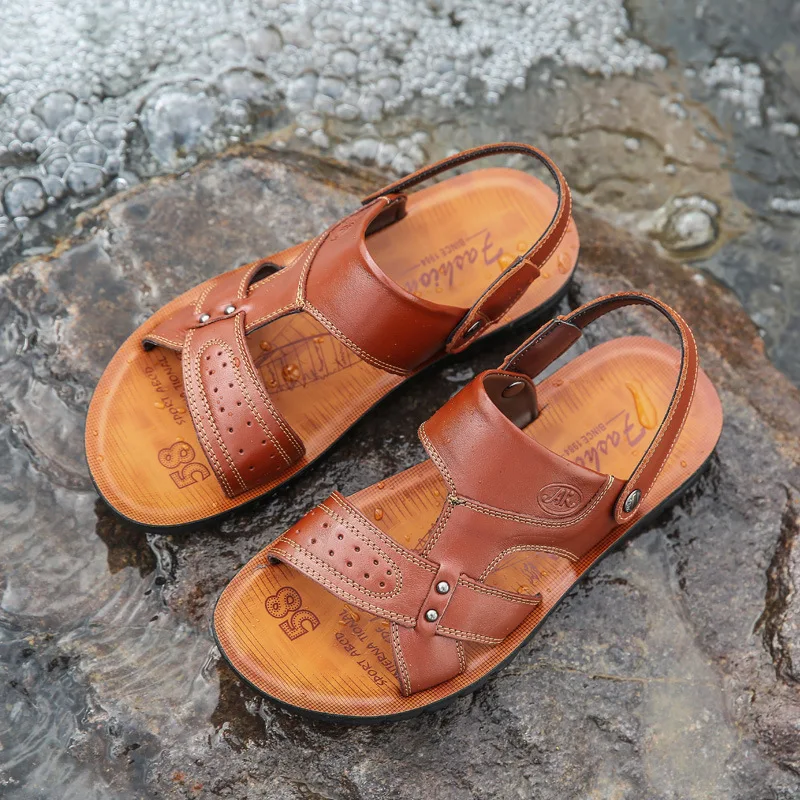 

2018 New Style MEN'S Sandals Men Summer Cool Sandals Genuine Leather Sandals