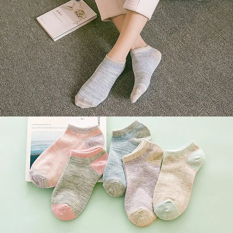 

Spring Summer Autumn Winter Striped Invisible Boat Socks Korean Sweet Cat Socks Four Seasons Boat Socks