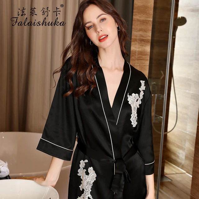 19 mommes pyjama soie femme - élégant luxe kimono robe et pantalon