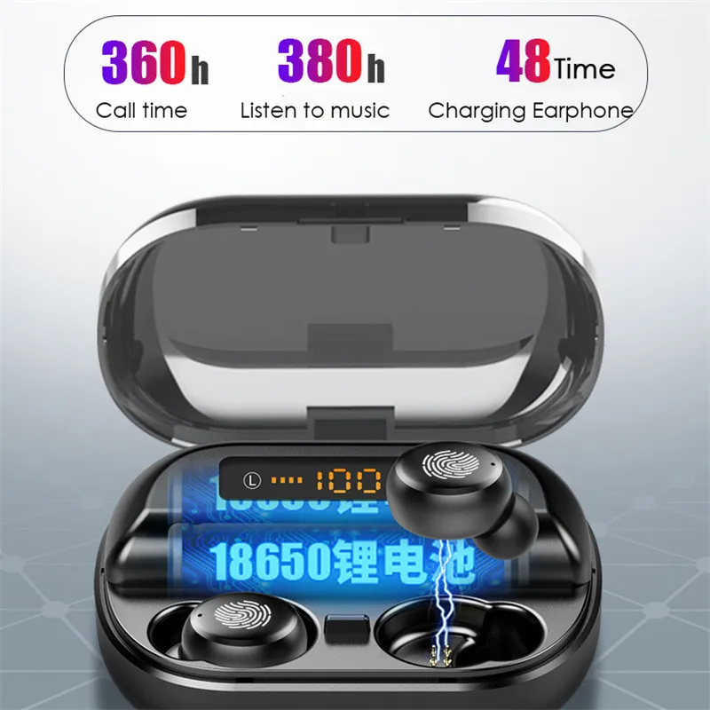 Tws v11 Bluetooth наушники V5.0 Интеллектуальный отпечаток пальца сенсорный беспроводной Headearphone светодиодный дисплей водонепроницаемый HD стерео гарнитура