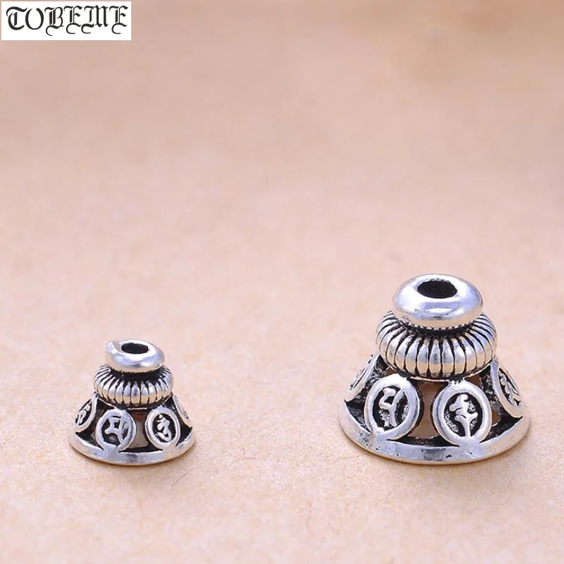 100 925 Silver Tibetan Six Words Guru Bead Tower Sterling Silver