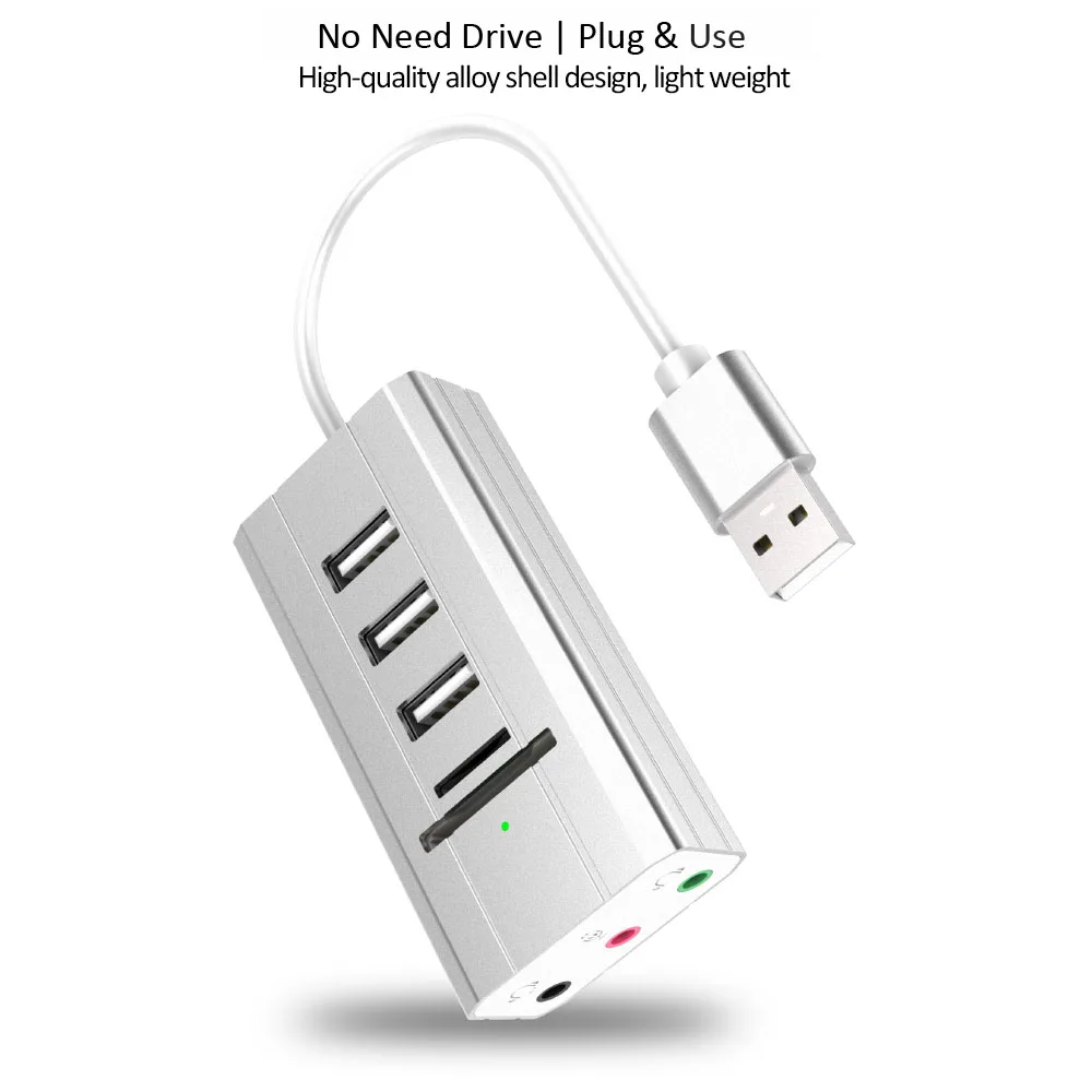 XG-400U USB многофункциональный концентратор звуковая карта 3 usb порта USB деконцентратор внешняя звуковая карта TF и SD кард-ридер