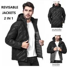 Мужские куртки-пуховики с капюшоном, мужские короткие парки 2 в 1, модная мужская верхняя одежда, мужская одежда JK-861