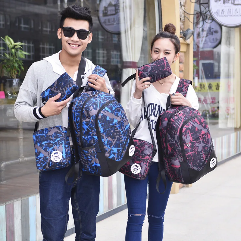 

New Style Three-piece Set School Bag Fashion South Korea School Bag Male STUDENT'S School Bag Women's Backpack Large Capacity Ba