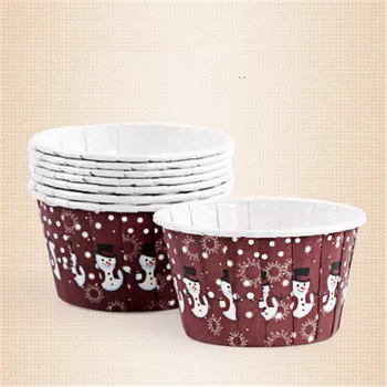 

50Pcs Christmas Snowman Muffin Cupcake Paper Cups For Christmas Party Cupcake Liner Baking Cups Cases Tray Cupcake Wrapper Paper