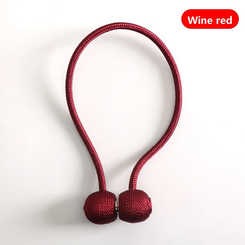 Wine Red Жемчужный магнитный шар, занавеска, простой галстук, веревка, сзади, Holdbacks, пряжка, зажимы, аксессуар, стержни, аксессуары, крючок, держатель, домашний декор - Цвет: Wine Red