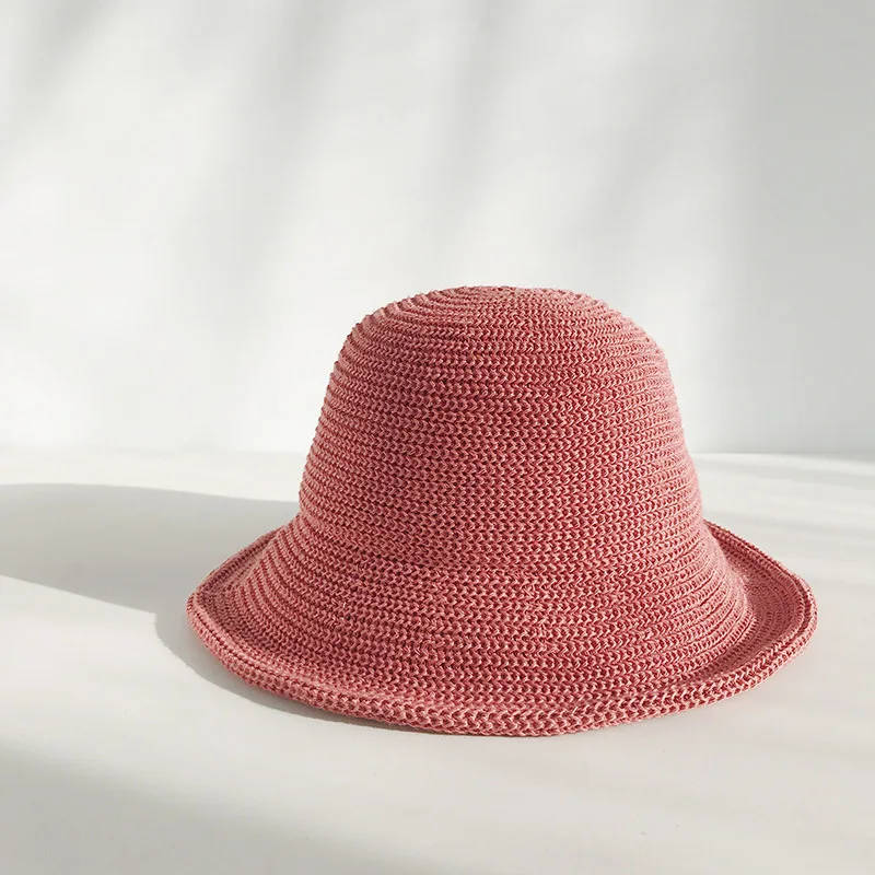 knitted leather red Harajuku зима корейский стиль твердая Женская Солнцезащитная шляпа вязанная шляпа художественная пляжная кепка уличная Дамская Шляпка Солнцезащитная дышащая - Цвет: knitted leather red
