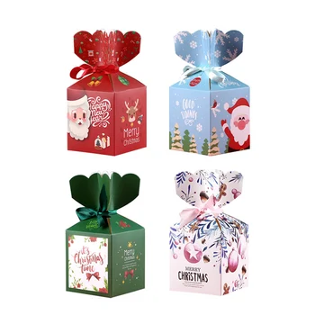 

12 Pcs Christmas Paper Boxes Portable Apple Boxes Cute Cartoon Candy Boxes Gifts Packing Boxes Sugar Chocolate Holders