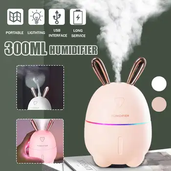 

300ML Rabbit Ultrasonic Air Humidifier Aroma Essential Oil Diffuser for Home Car USB Fogger Mist Maker with LED Night Lamp