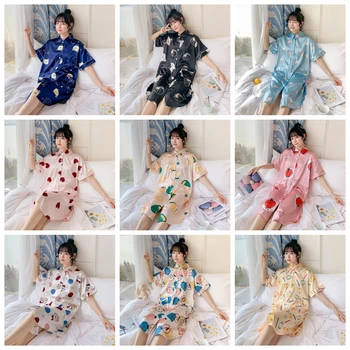 

Satin Silk Home Dress Fashion Style NightGown Nightwear Sleep Wear Nighties for Women Nighty Sleep Dress Rainbow Printing dress