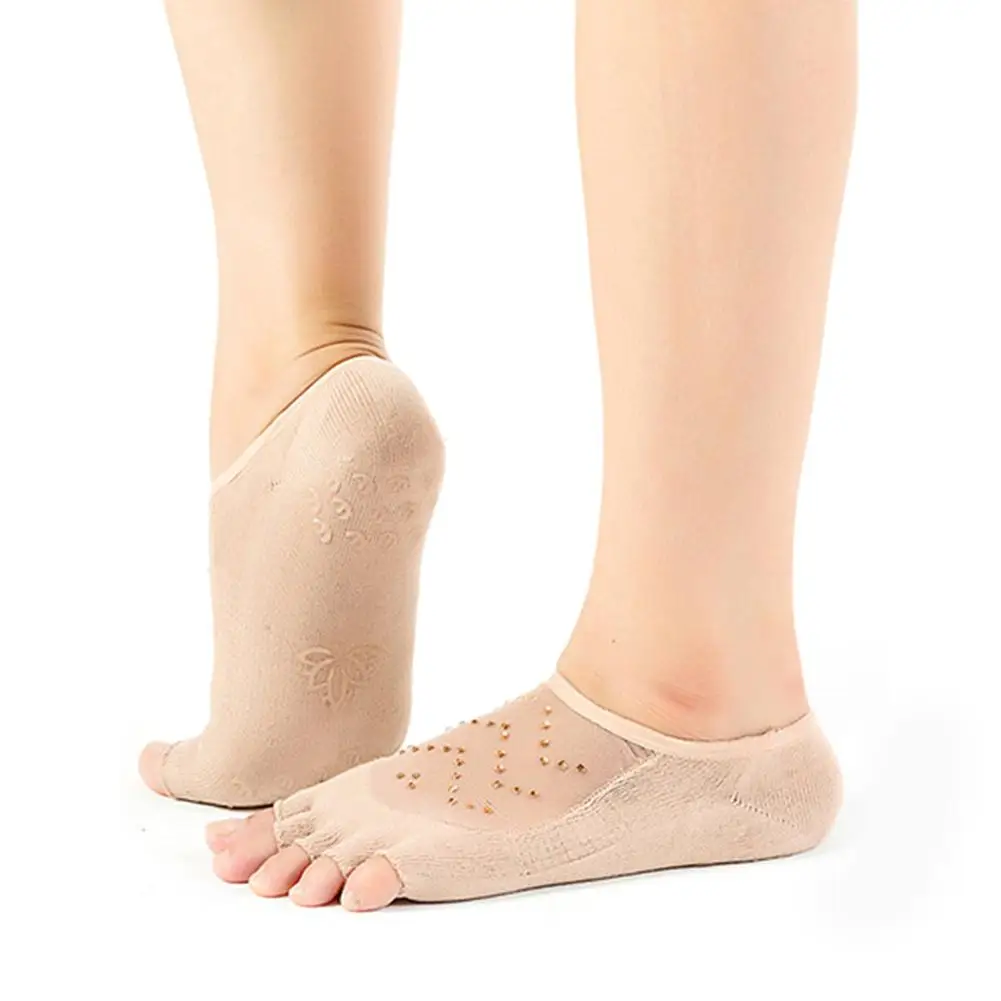 Сетчатые нескользящие носки для йоги дышащие женские спортивные с открытым