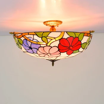 

e27 LED Tiffany Colorzied 65cm Designer Round Lamparas De Techo Ceiling Lights.LED Ceiling Light.Ceiling Lamp For Foyer Bedroom