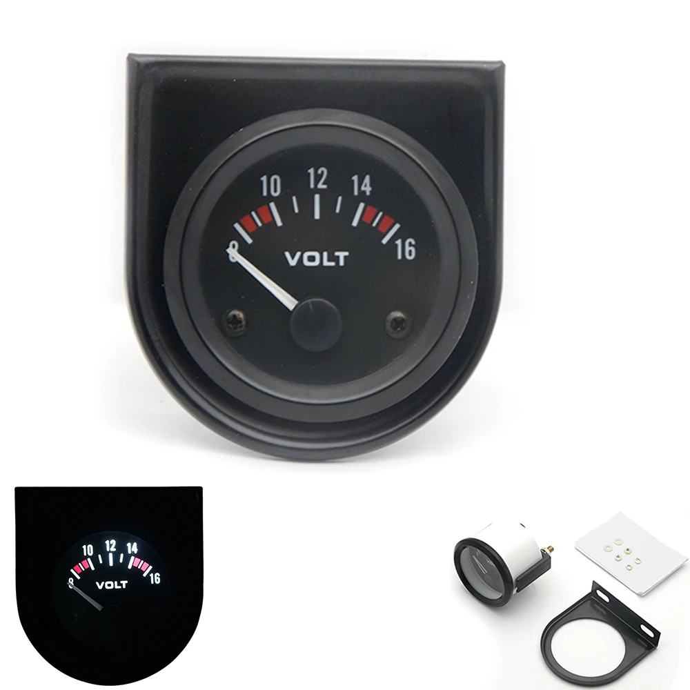 2" 52mm Universal Car Black Analog Voltage Volts Meter Gauge 8-16V White LED Light | Автомобили и мотоциклы