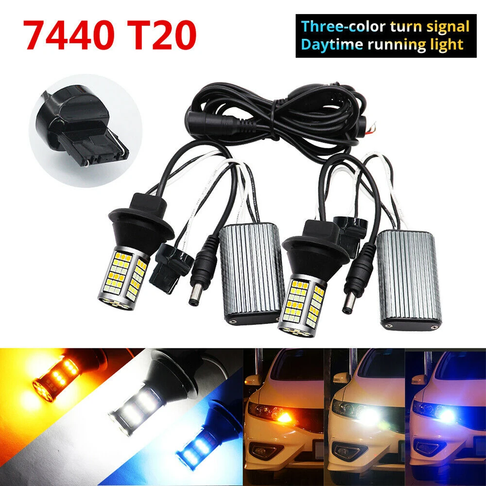 2pcs/set T20 7440 LED Light Bulb 81SMD White Blue Night Lamp Amber Turn Signal | Автомобили и мотоциклы