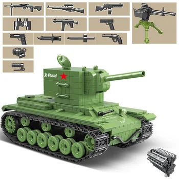 

818PCS Military Tank Soviet Russia KV2 Tank Building Blocks Fit WW2 Soldier Police Army Bricks Kids Children Toys Gifts