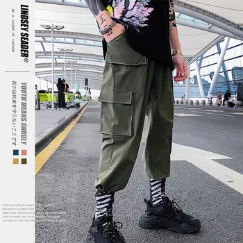 

Men Women Hip Hop Streetwear Fashion Cotton Cargo Pant Multi Pocket Casual Pants Male Harem Trousers Jogger Sweatpants Plus
