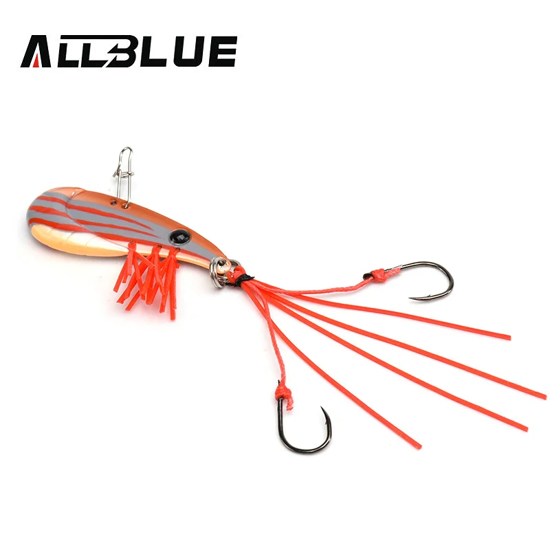 ALLBLUE Crazy Shrimp 7g 14g Metal VIB Sinking Blade Spoon Fishing Lure Bass Artificial Bait With Jig Assist Hook Rubber Skirt 6