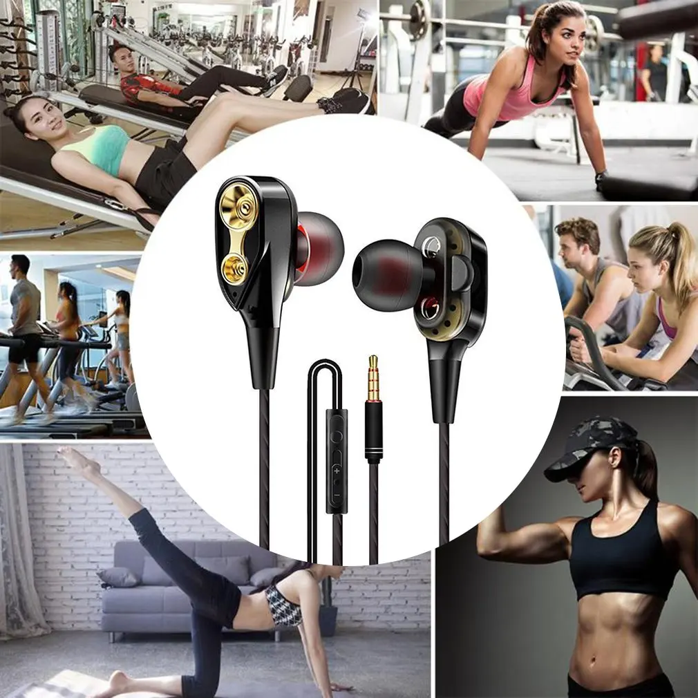 Magnetic Wired Stereo in-Ear Earphones Super Bass Dual Drive Headset Earbuds Earphone For Huawei Samsung SmartPhone