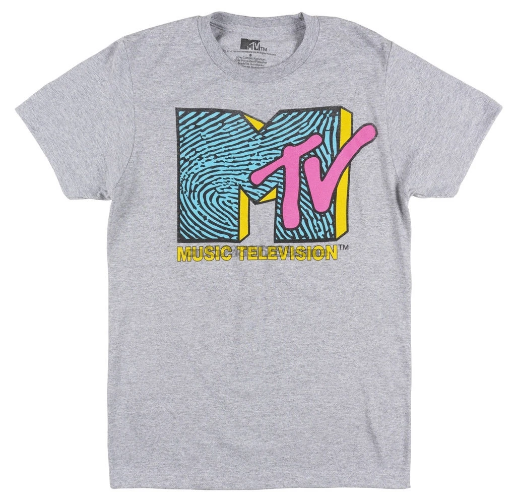 

MTV MUSIC TELEVISION T-SHIRT MENS RETRO ROCK RAP HIP HOP POP TV TEE HEATHER GREY