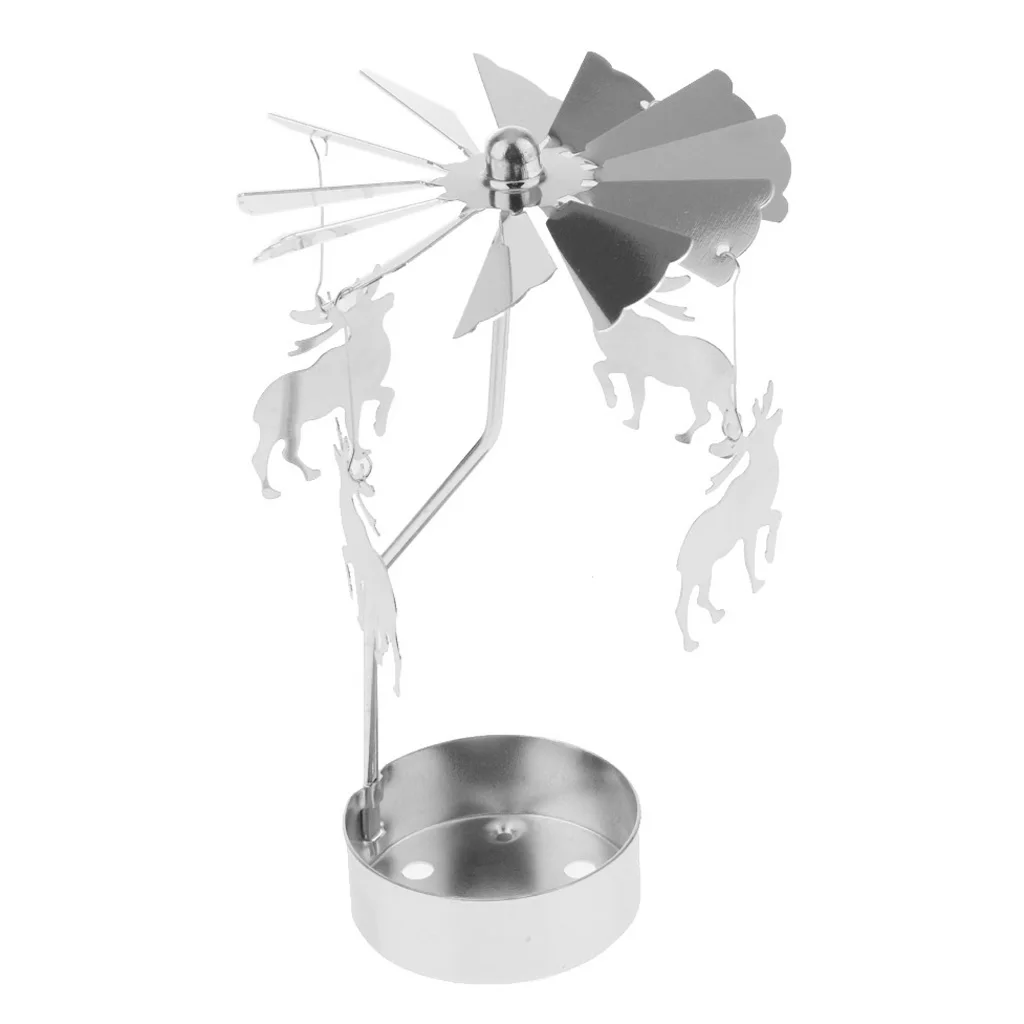 1x Tea Light Candle Holder Silver Rotating Style Candlestick Xmas Decor 1x Tea Light Candle Holder Silver Rotating Style Candlestick Xmas Decor