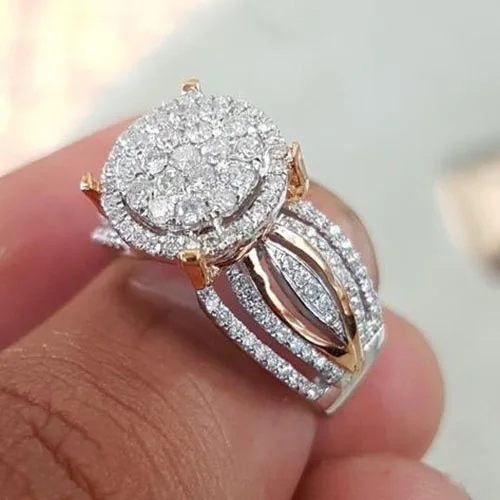 

New Arrival Trendy Luxury Rose Gold Ring Cubic Zirconia Stone Micro Pave Setting Banquet Fashion Wedding Finger Rings For Women