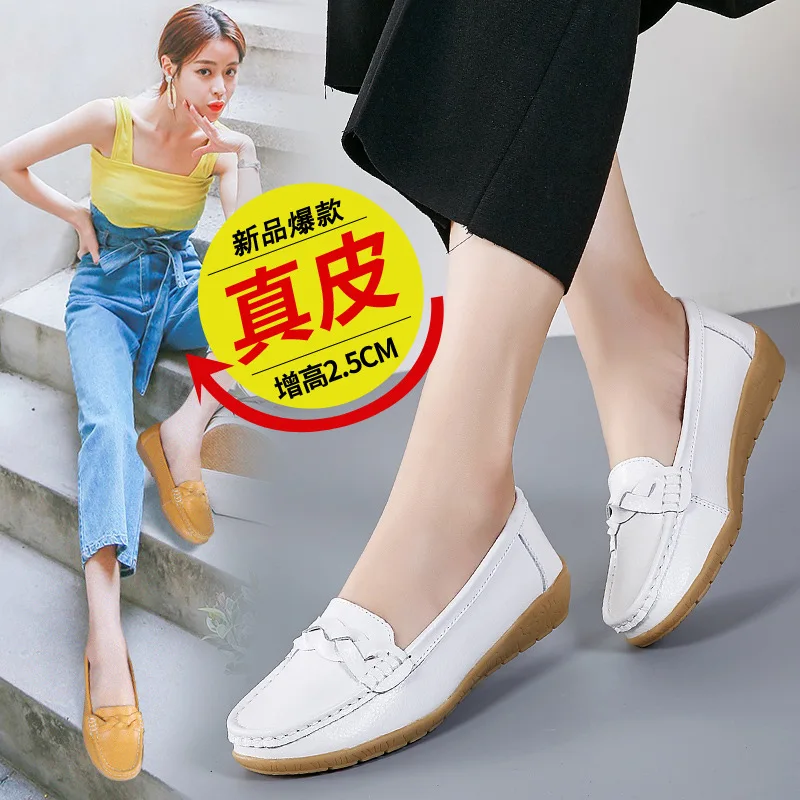 

2019 New Style Summer Nurse Shoes Women's Soft-Sole White Flat Slanted Heel Comfortable Breathable Deodorizing Anti-slip Hospita