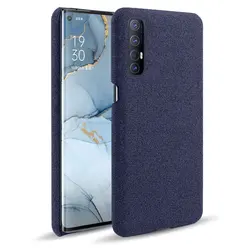 Retro Slim Cloth Hard Cover Case - Elegant Protective Case for OPPO Reno 3 Pro 5G (Blue)