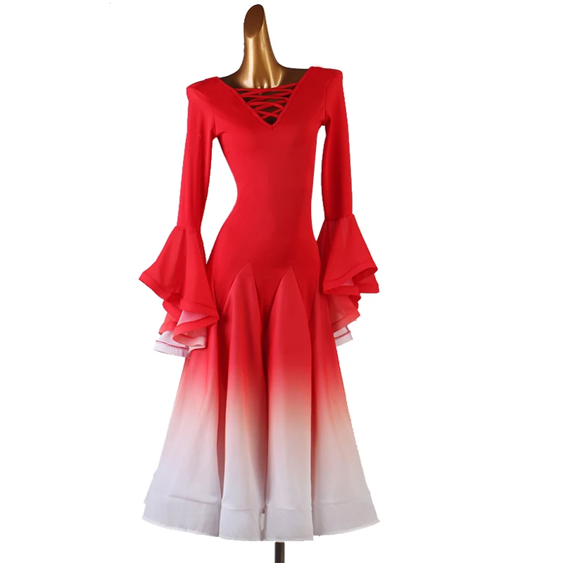 Ballroom Dance Dress V-Neck Big Swing Skirt Performance Clothes Profession Adult Child High-end Competition Clothing