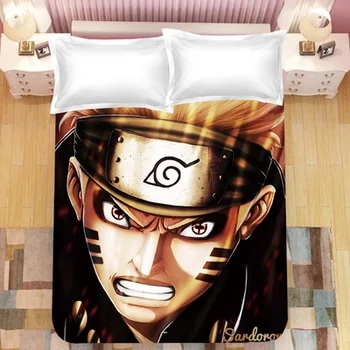 

Naruto Bed Sheet Uzumaki Cartoon Anime Children Room Hokage Bedding set