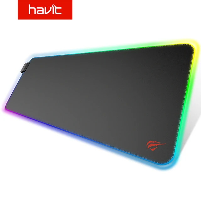 HAVIT-alfombrilla de ratón retroiluminada RGB, 14 grupos de luces, manta de Base antideslizante USB para juegos, ordenador portátil, iluminado extendido 1