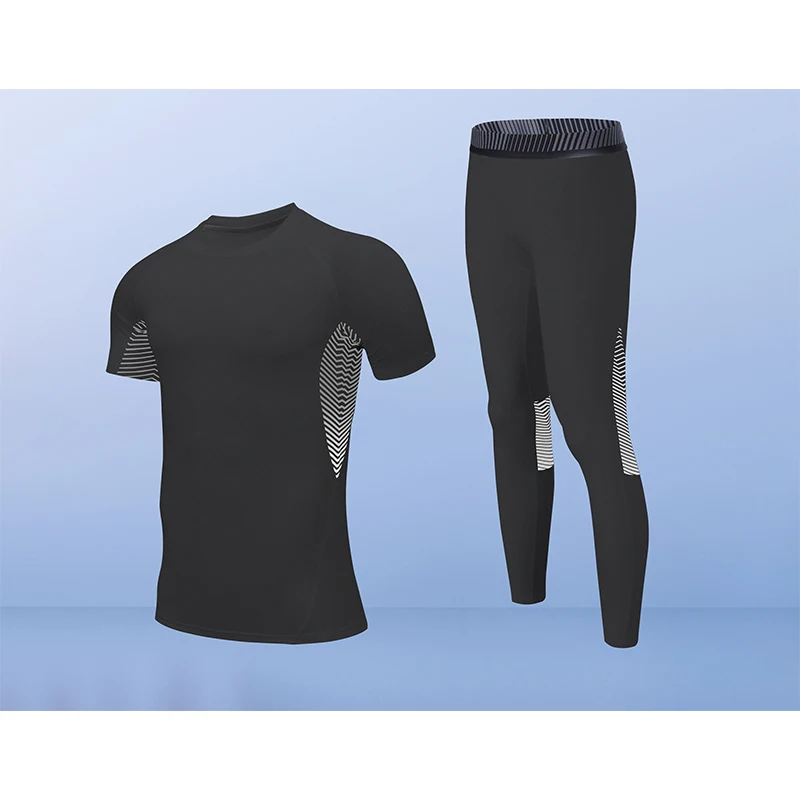 

Autumn and winter tights men short-sleeved trousers ball game bottom clothes fitness sweat suit exercise two - piece set