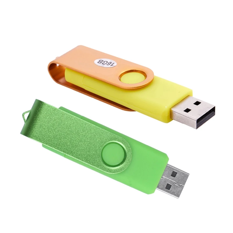 2 шт Usb Mini Memory Stick 16Gb Usb 2,0 флэш-накопитель Otg для удобного ПК-желтый и зеленый