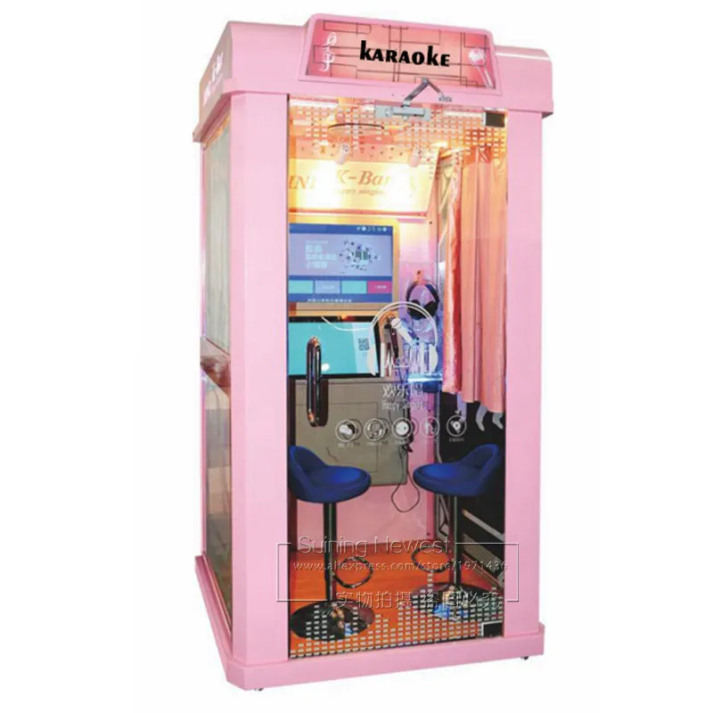 Coin Operated Pink Music House Box Singing Song Karaoke Jukebox Amusement Arcade Small KTV Booth Game Machine