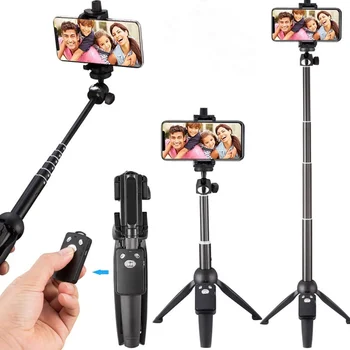 

4 in 1 Selfie Stick Extendable Foldable Monopod Portable Wireless Bluetooth Remote Selfie Stand Non Skid Aluminum Alloy Tripod