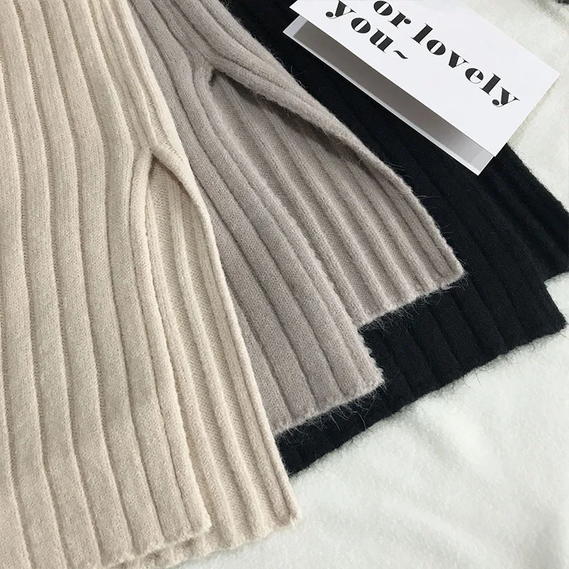 2019 new sweater half-high collar sweater women loose straight women sweater wool knit long sweaters dress winter sweater